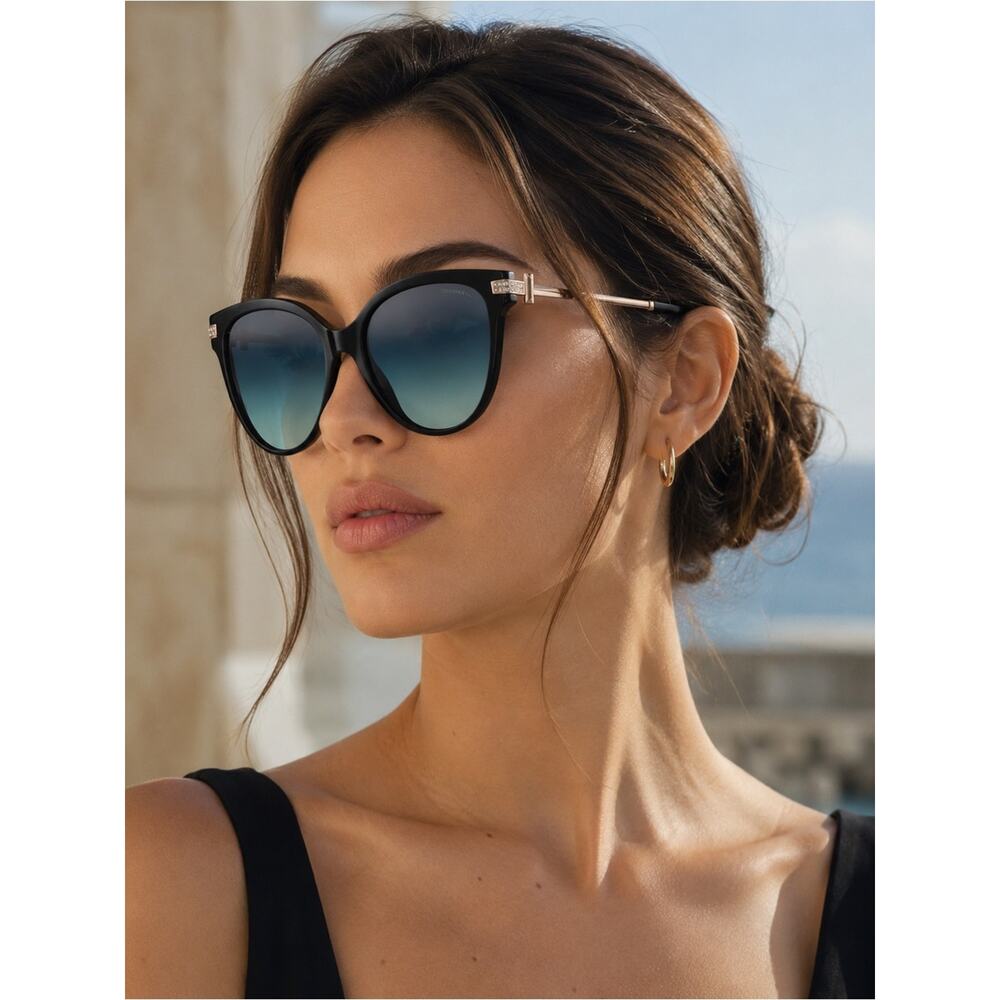 New TIFFANY & CO TF4193B 80019S Black Frame Blue Gradient Sunglasses, Authentic